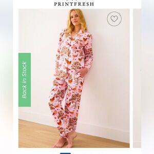 Print Fresh Lovebirds Long Pajama Set.  100% Cotton